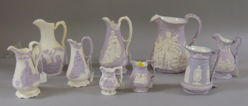 Appraisal: Nine Samuel Alcock Co Parian Jugs England mid- th century