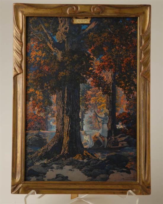 Appraisal: Maxfield Parrish Print Golden Hours in period frame Edison-Mazda calender