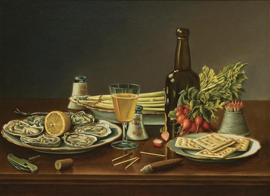 Appraisal: LEVI WELLS PRENTICE American - Still Life with Oysters oil