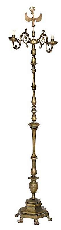 Appraisal: Baroque Bronze Two Light Torchiere Continental probably th th century