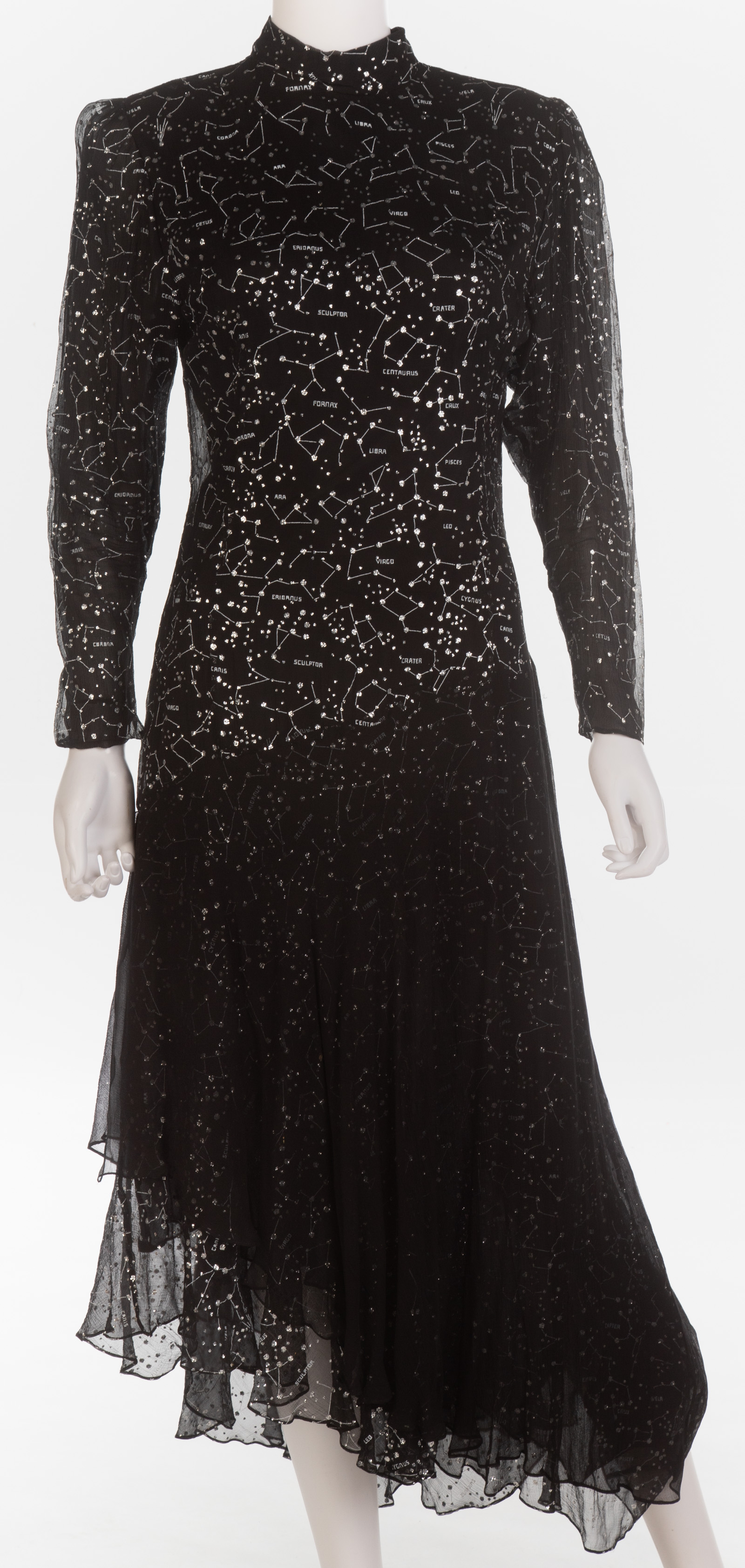 Appraisal: HANAE MORI CONSTELLATION DRESS Embellished with glitter silk size