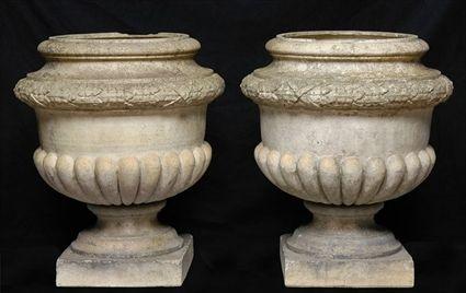 Appraisal: PAIR OF TERRACOTTA URNS ATTRIBUTED TO THE GARNKIRK FIRECLAY WORKS