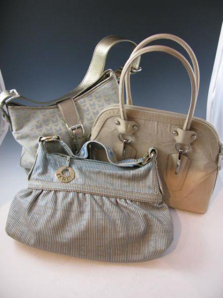 Appraisal: Three Designer Handbags one a gold and silver tone bag