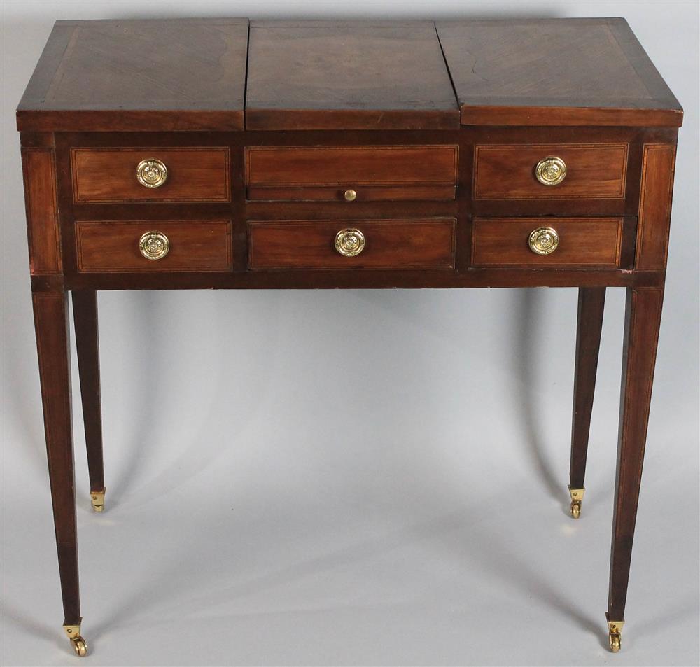 Appraisal: NEOCLASSICAL STYLE INLAID MAHOGANY DRESSING TABLE having a rectangular form