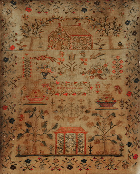 Appraisal: A GEORGE III SAMPLER DEPICTING A HOUSE with trees to