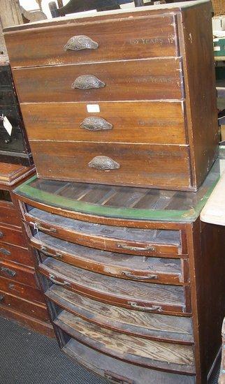 Appraisal: An early th Century bank of four drawers from an