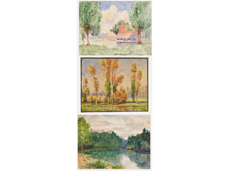 Appraisal: WINFIELD SCOTT CLIME AMERICAN - Three landscapes watercolor drawings on