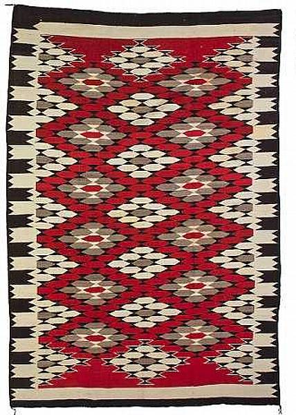 Appraisal: A Navajo rug With an allover diamond lattice pattern outlined