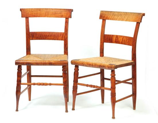 Appraisal: PAIR OF FEDERAL SIDE CHAIRS American - curly maple Tablet-top