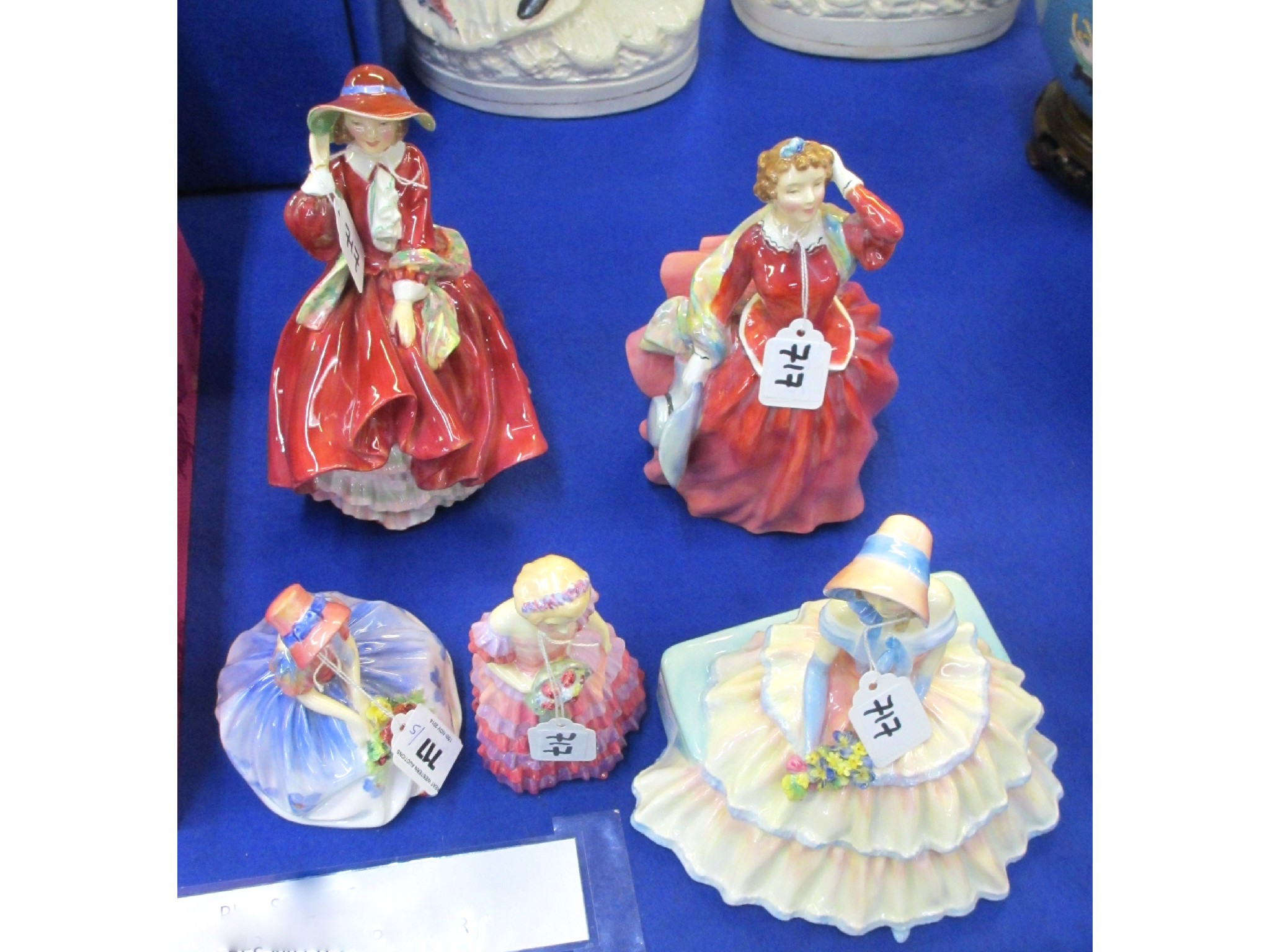 Appraisal: Five Royal Doulton figures including Day Dreams HN The Little