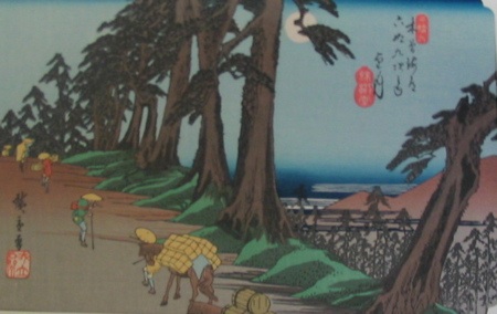 Appraisal: FOUR COLOR WOODCUTS landscapes after the originals from Hiroshige's Tokkaido