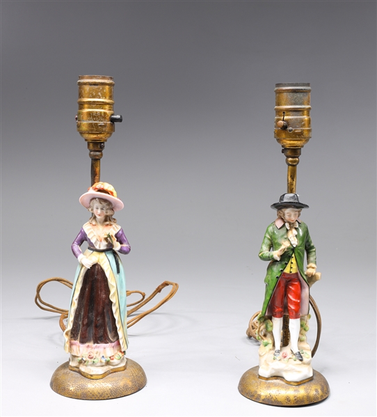 Appraisal: Pair of Meissen style figures male and female standing atop