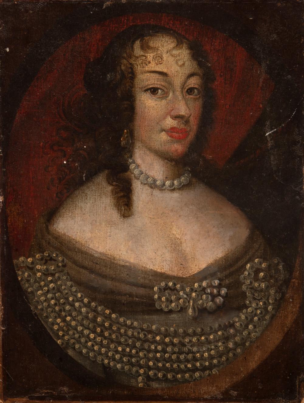 Appraisal: Continental School th th c Lady in Pearls oil on