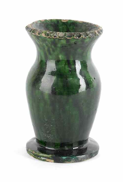 Appraisal: Shenandoah Valley miniature redware vase ca attributed to S Bell