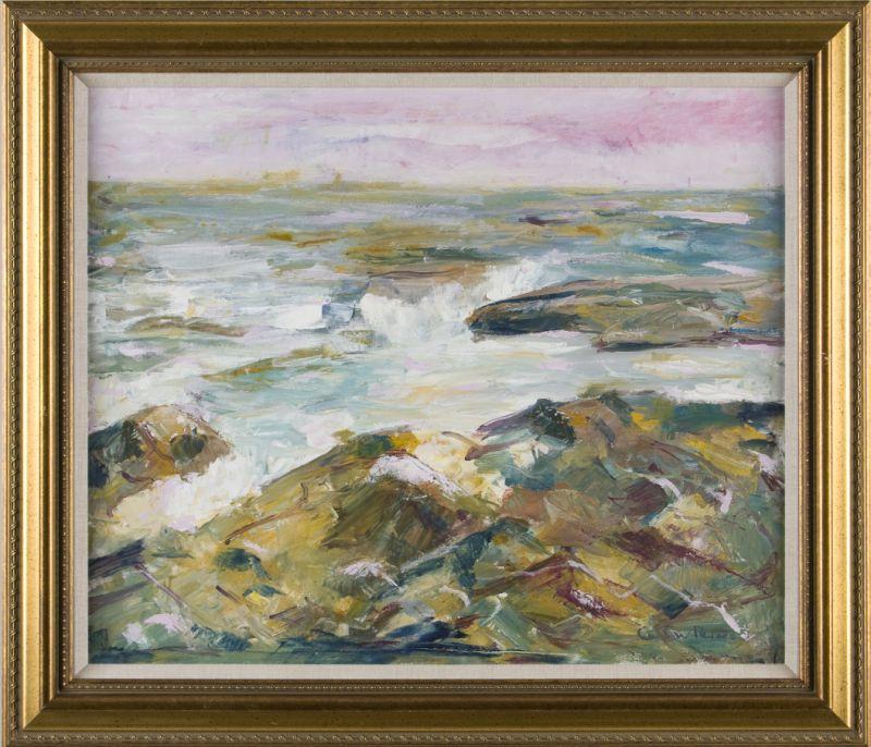 Appraisal: Carl W Peters NY - Rocky Coast oil on canvas