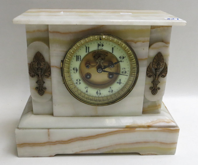 Appraisal: AN ONYX CASE MANTEL CLOCK Japy Freres Co Grande Med