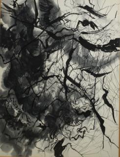 Appraisal: Arthur Kelly David Healy VT - Black abstraction ink on