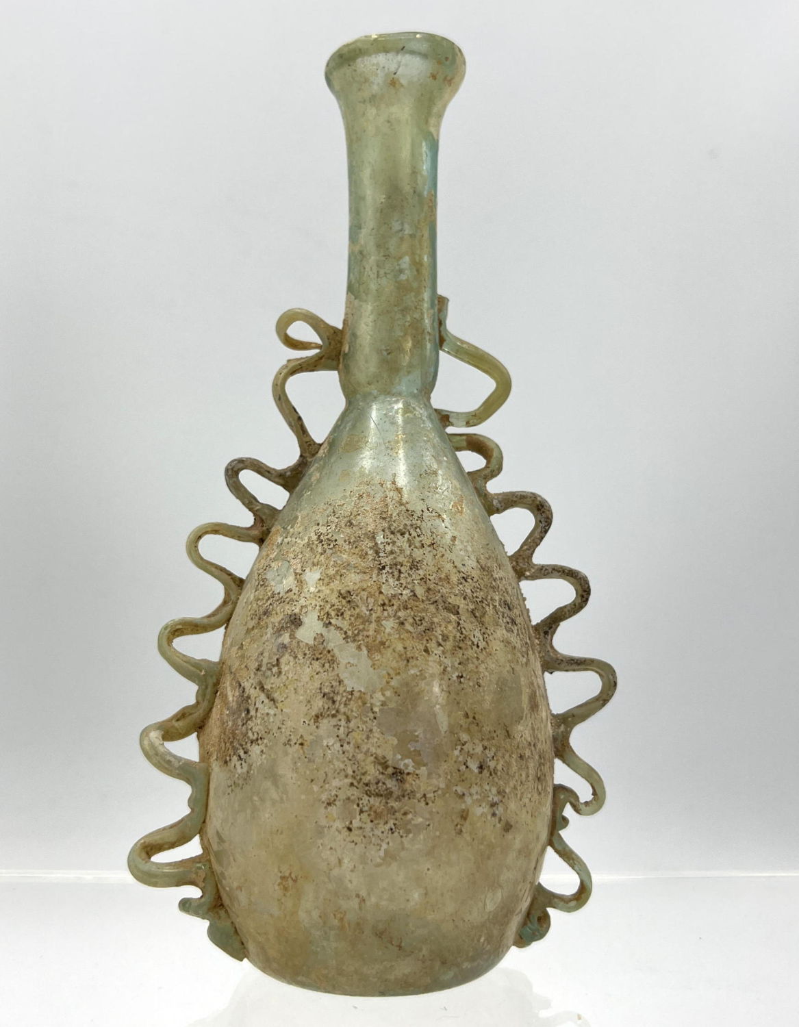 Appraisal: Ancient Roman glass vase with Applied loop decoration green Dimensions