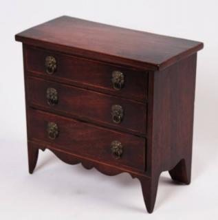 Appraisal: ENGLISH MINIATURE SHERATON MAHOGANY CHEST ENGLISH MINIATURE SHERATON MAHOGANY DRAWER