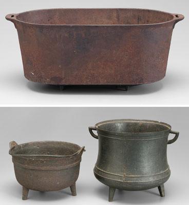 Appraisal: Three cast iron pots one with three feet in including