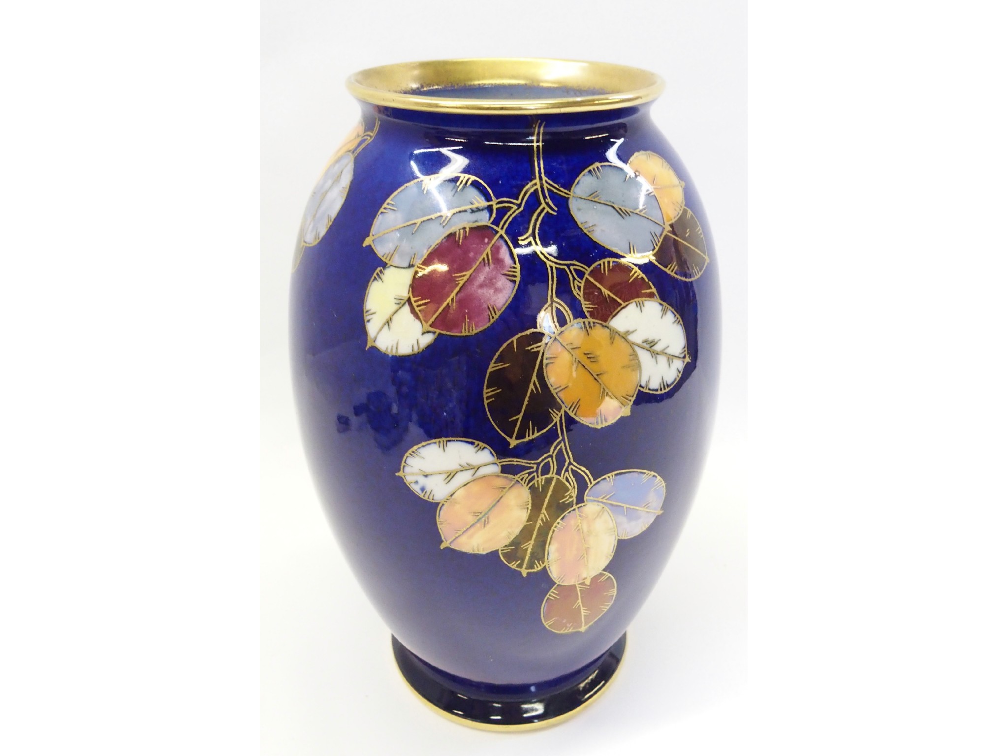 Appraisal: Crown Devon blue ground and parcel gilt vase