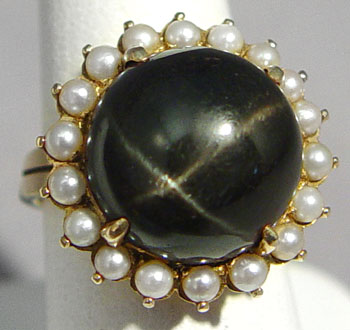 Appraisal: CT STAR DIOPSIDE AND SEED PEARL RING CA 'S In