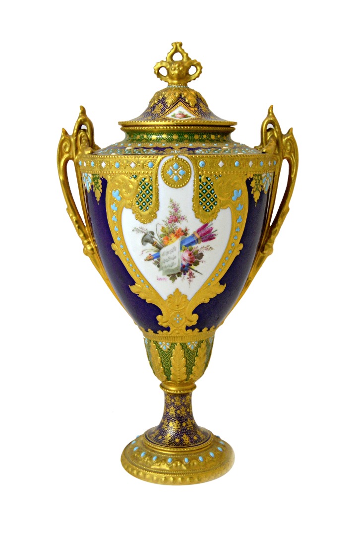 Appraisal: A good Royal Crown Derby two-handled vase and cover by