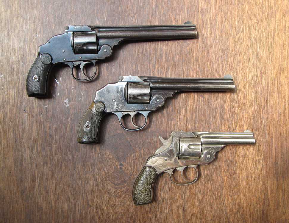 Appraisal: THREE DOUBLE ACTION TOP BREAK REVOLVERS Iver Johnson hammerless S