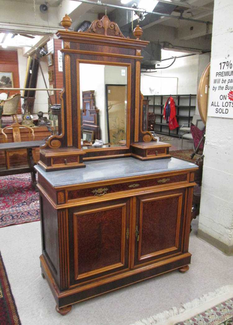 Appraisal: VICTORIAN MARBLE-TOP DRESSER WITH MIRROR Italian th century a -door