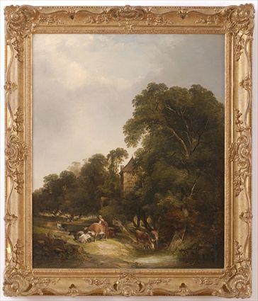 Appraisal: ATTRIBUTED TO E C WILLIAMS AND W SHAYER LANDSCAPE WITH