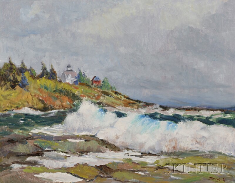 Appraisal: Roger Wilson Dennis American - Pemaquid Point Breakers Signed and