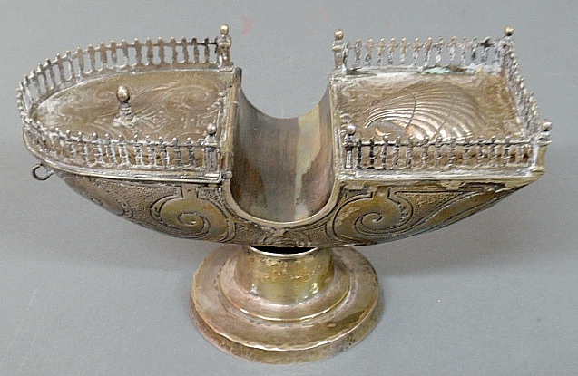 Appraisal: - Large Continental silver sauce boat with scallop shell decoration