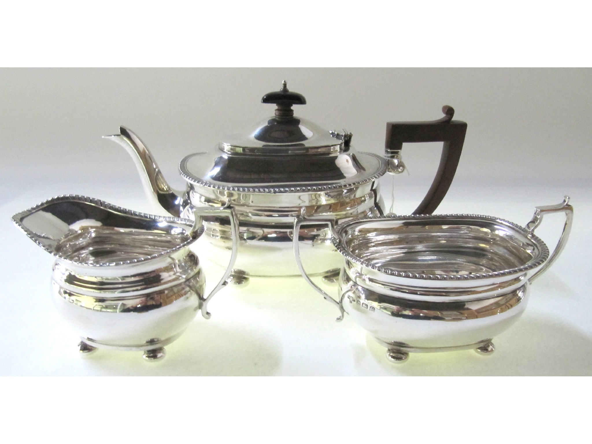 Appraisal: A three piece silver tea service Birmingham