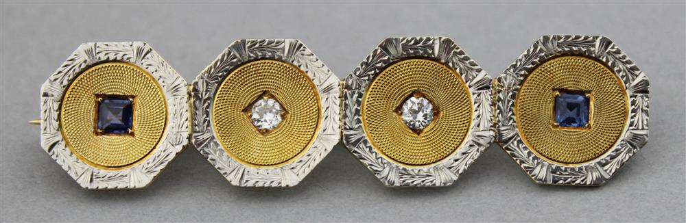 Appraisal: EDWARDIAN CUFFLINKS CONVERTED INTO A K YELLOW GOLD BAR PIN