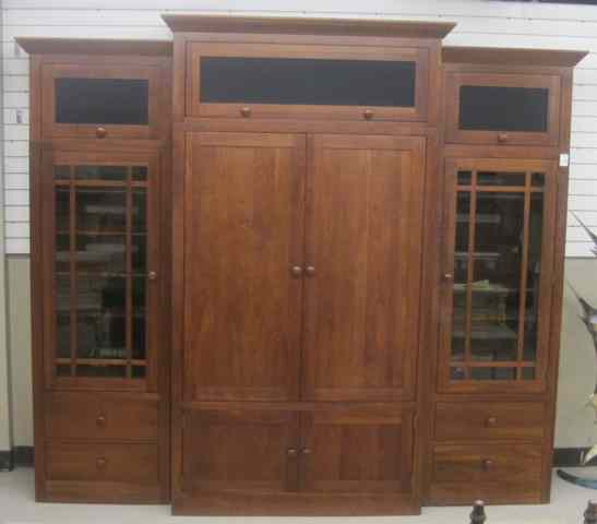 Appraisal: THREE-SECTION BREAKFRONT ENTERTAINMENT CABINET Ethan Allen Furniture Co ''American Impressions''