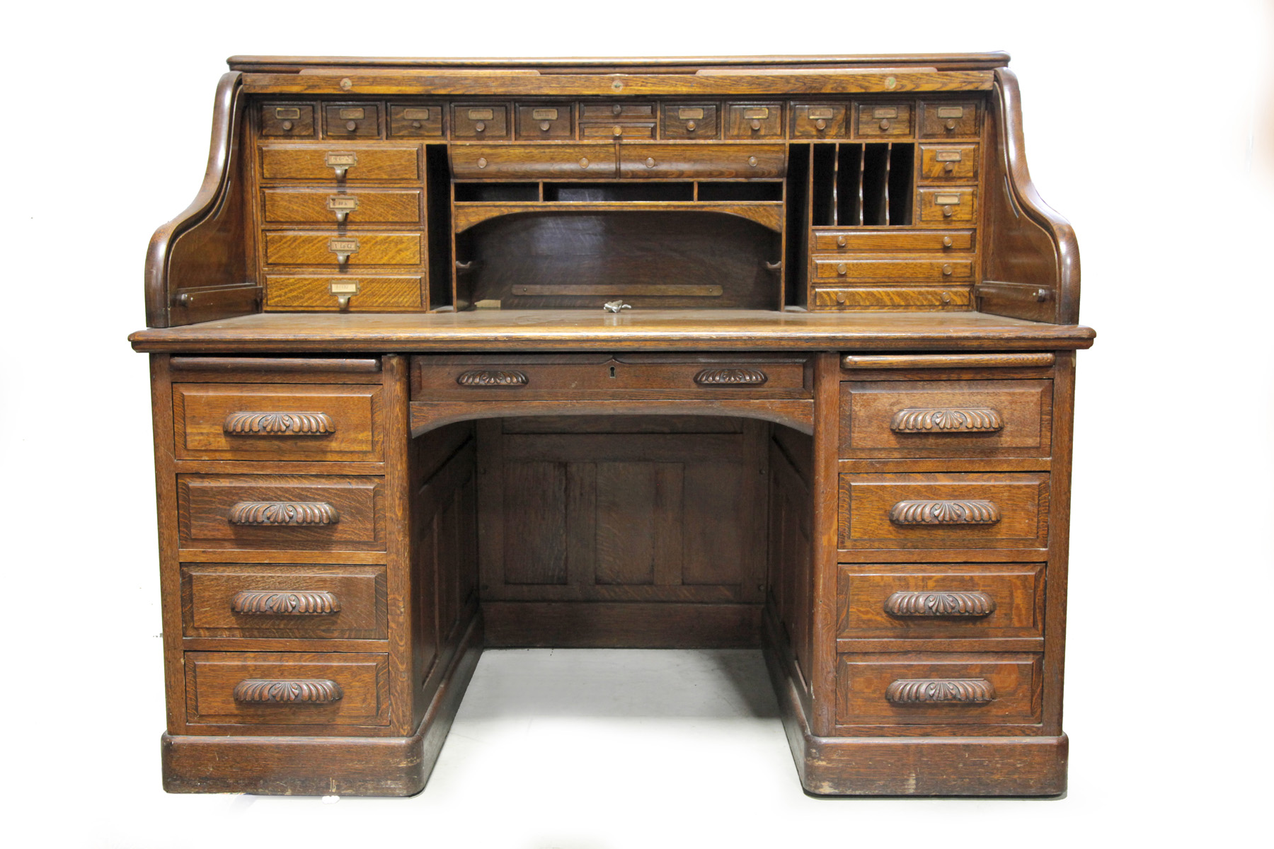 Appraisal: ROLL TOP DESK American ca oak S roll top with