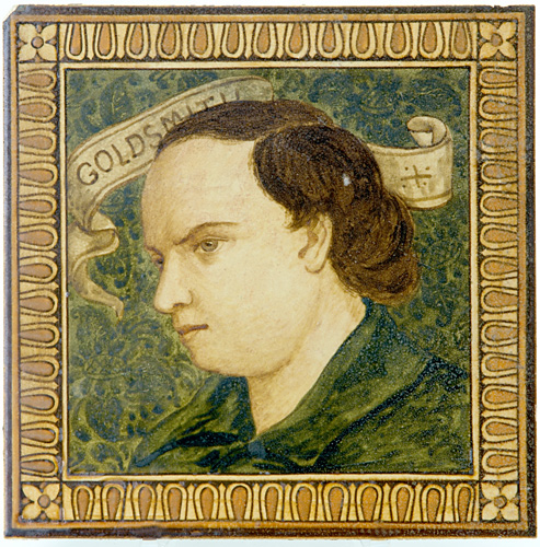 Appraisal: DANIEL COTTIER Rare hand-painted tile with a portrait of a