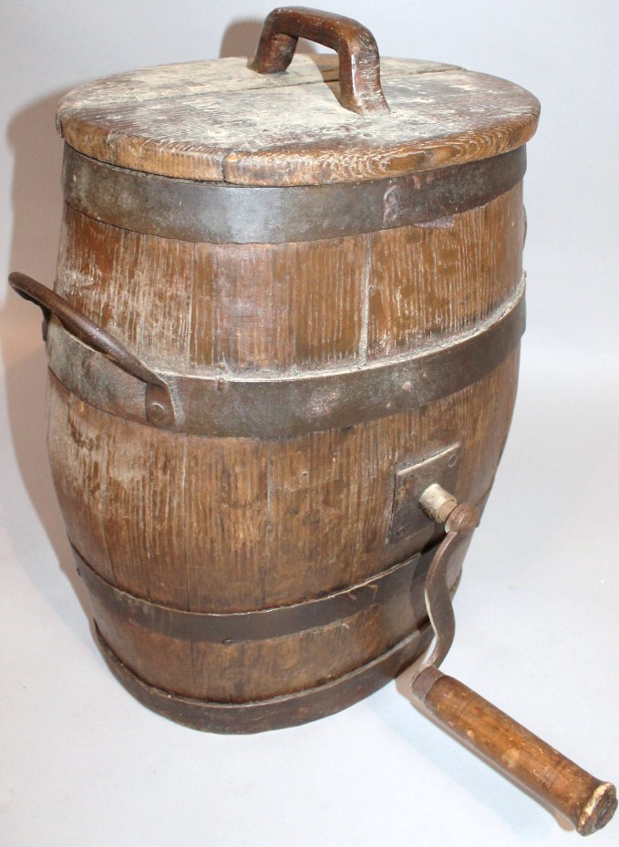 Appraisal: An late thC French oak coopered butter churn the oval