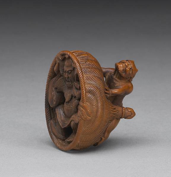 Appraisal: A boxwood figural netsuke th Century Portraying a small demon