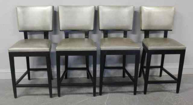 Appraisal: Signed Holly Hunt Leather Upholstered Bar StoolsFrom a Manhasset Long