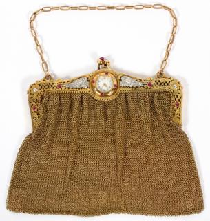 Appraisal: YELLOW GOLD RUBY DIAMOND EVENING BAG KT YELLOW GOLD RUBY