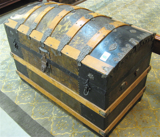 Appraisal: OLD DOME-TOP STEAMER TRUNK American c - the top opening