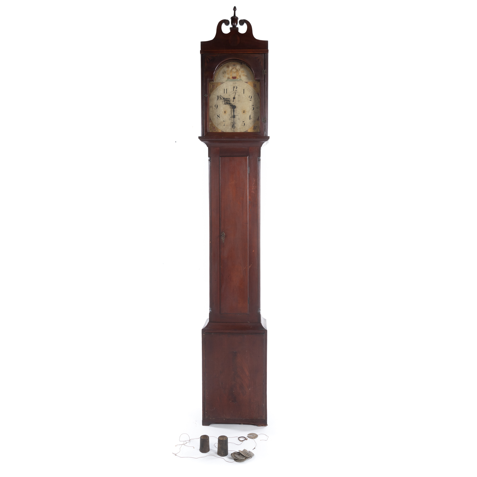 Appraisal: FEDERAL MAHOGANY TALL CASE CLOCK Mid-Atlantic broken arch pediment with