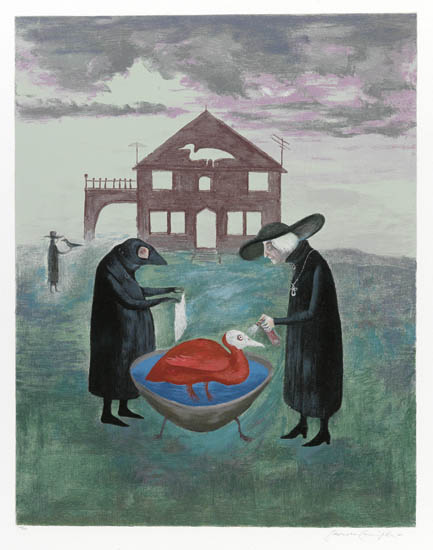 Appraisal: LEONORA CARRINGTON Birdbath Color lithograph x mm x inches full