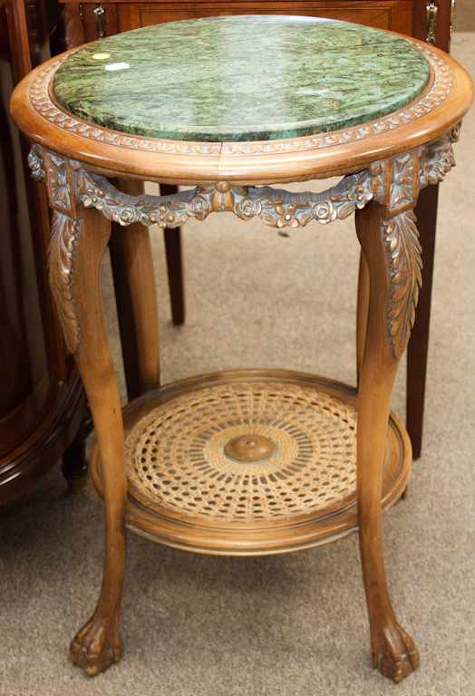 Appraisal: Victorian style maple plant stand with inset marble top Estimate