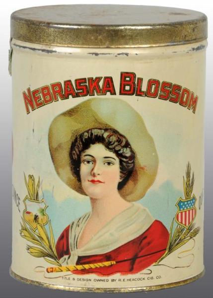 Appraisal: Lithographed Nebraska Blossom Cigar Tin Description Manufactured by the Heacock