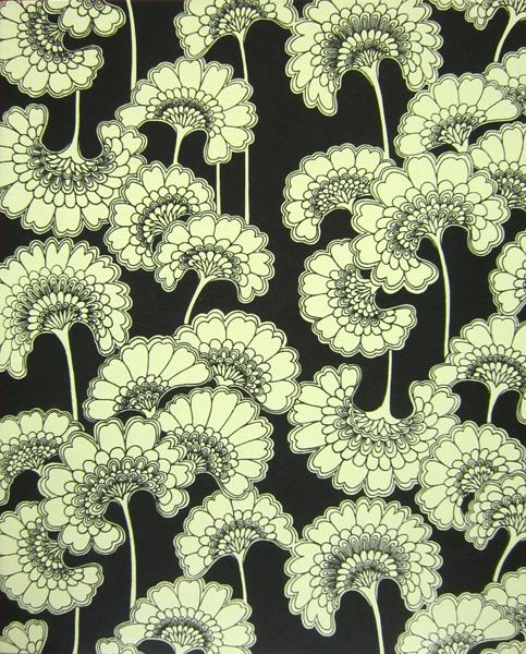 Appraisal: FLORENCE BROADHURST JAPANESE FLORAL PATTERNED MATERIAL ON STRETCHER CM X