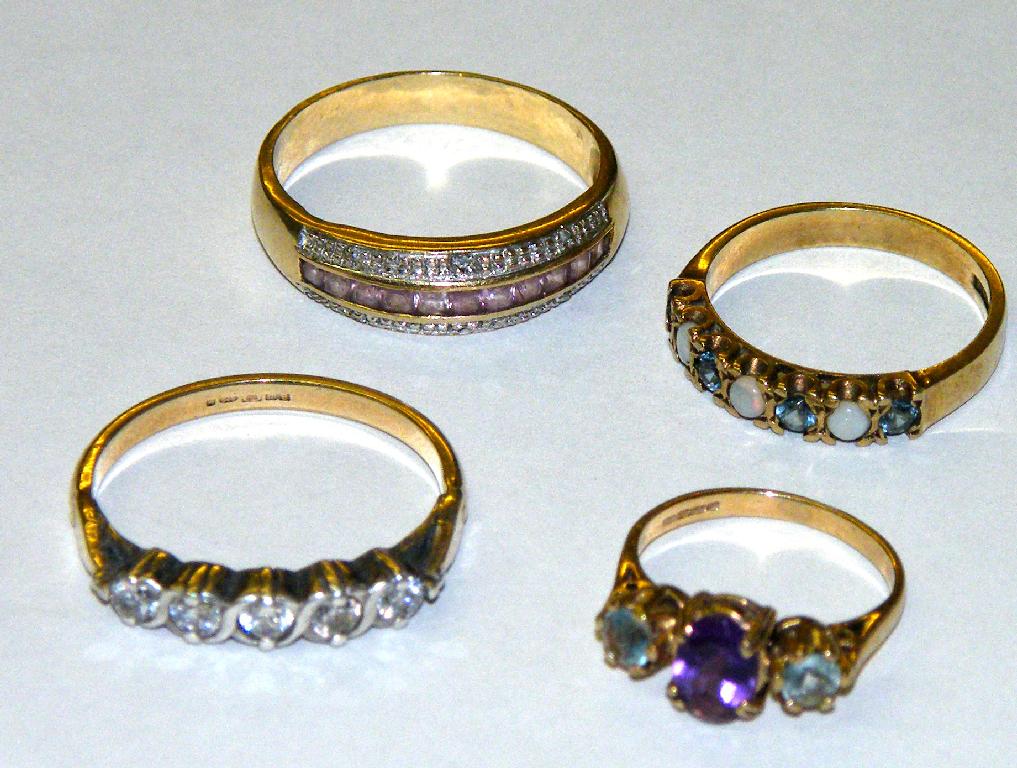 Appraisal: Four ct gem set rings