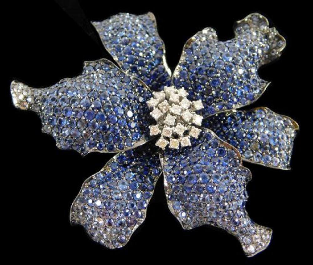 Appraisal: JEWELRY K Sapphire and Diamond Brooch stamped and tested K