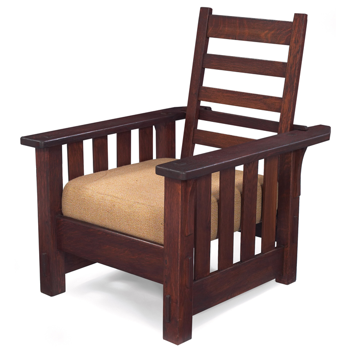 Appraisal: J M Young Morris chair four slats under arms with